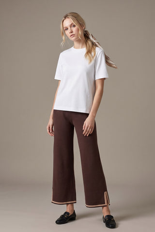 Contrast Trim 3/4 Sleeve Knit Pants Set