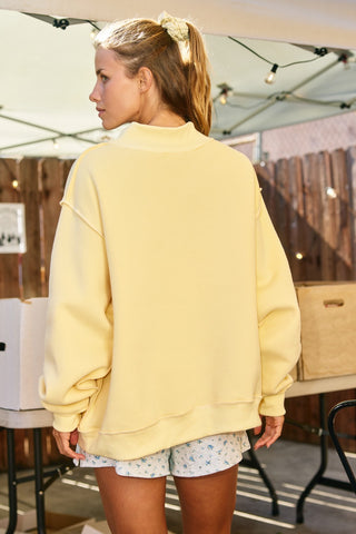 'Dilly Dally' Print Reversible Mockneck Sweatshirt