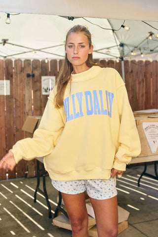 'Dilly Dally' Print Reversible Mockneck Sweatshirt