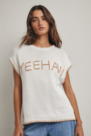 Yeehaw Hand Lettered Contrast Sweater