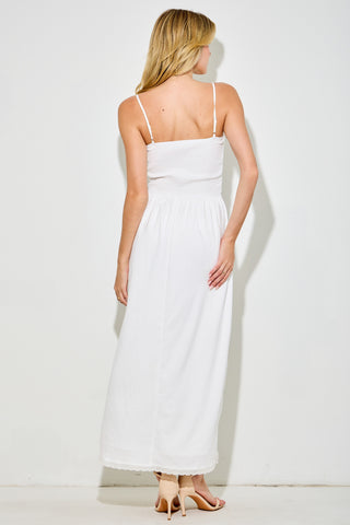 Lace & Pintuck Detail Midi Dress