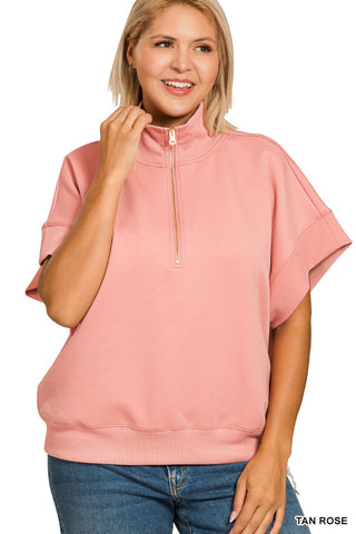 Curvy Scuba High Neck Half Zip Top