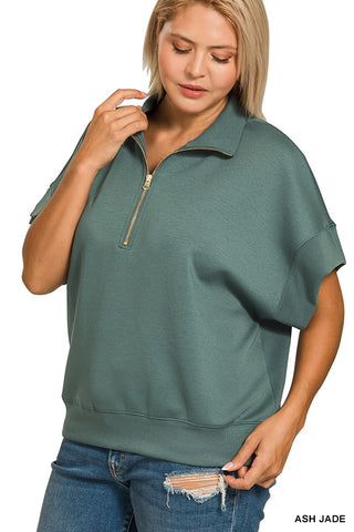 Curvy Scuba High Neck Half Zip Top