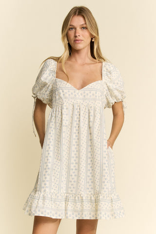 white puff sleeve babydoll dress Showpo Mini US 8 Open Back Gauzy Textured to for all your sunny Santal Puff Sleeve Babydoll Mini
