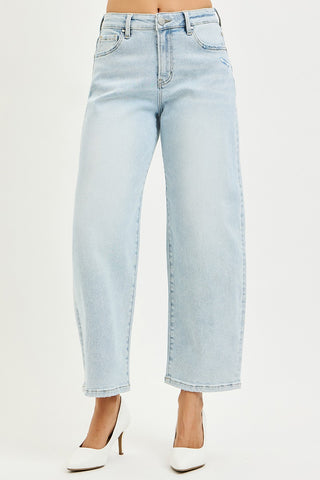 High Rise Crop Barrel Jeans