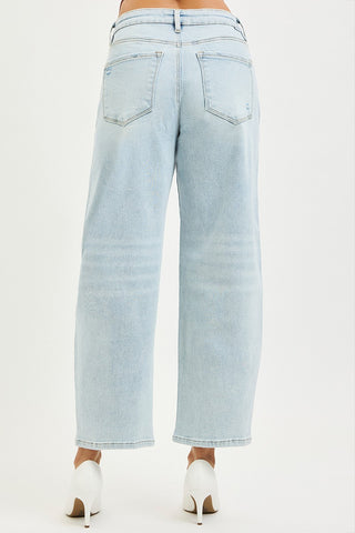 High Rise Crop Barrel Jeans