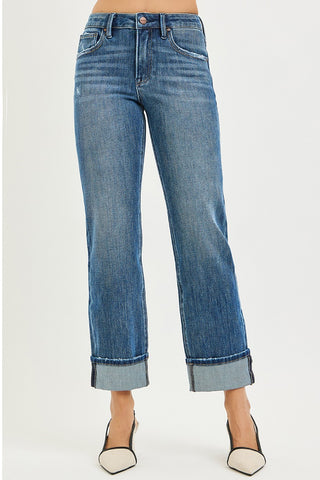 Slouchy Cuff Straight Jeans