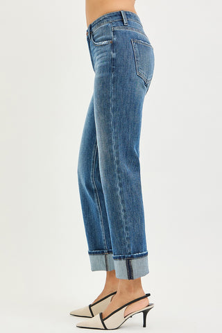 Slouchy Cuff Straight Jeans