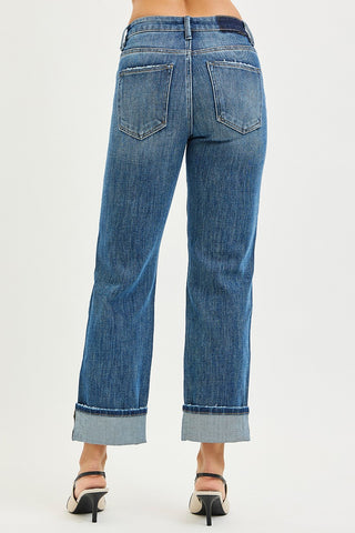 Slouchy Cuff Straight Jeans
