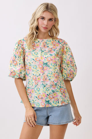 Floral Puff Sleeve Spring blouse