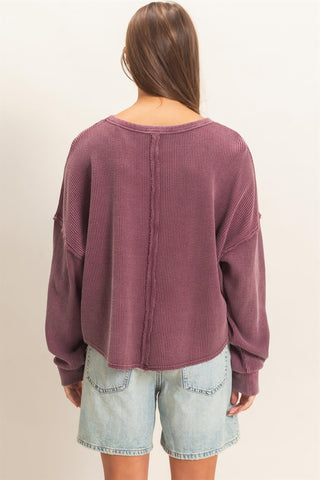 Mineral Wash Waffle Oversized Top