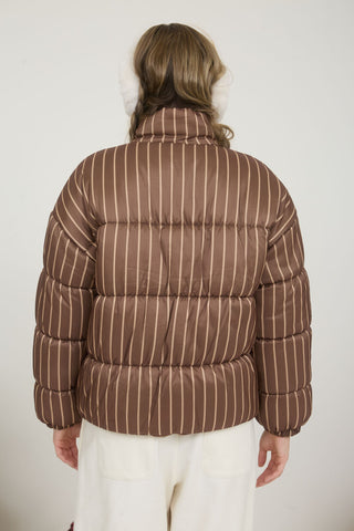 Striped High Neck Puffer Jacket
