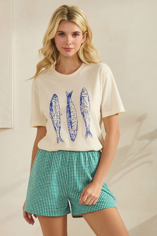Gingham Elastic Waist Shorts