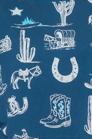 Western Printed SS Round Neck T-shirt