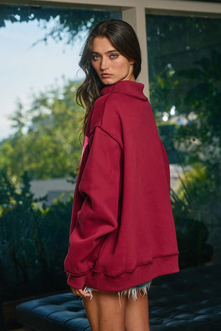 'Dilly Dally' Print Reversible Mockneck Sweatshirt