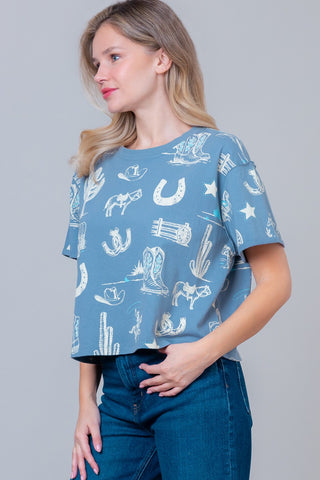 Western Printed SS Round Neck T-shirt