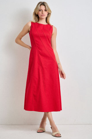 Asymmetric Seam Midi Dress