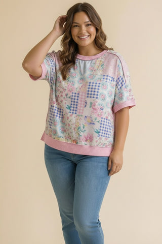 Curvy Floral Patchwork Top