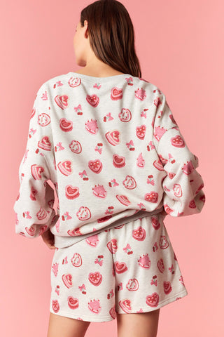Cherry W/Cake Print French Terry Sweatshirt