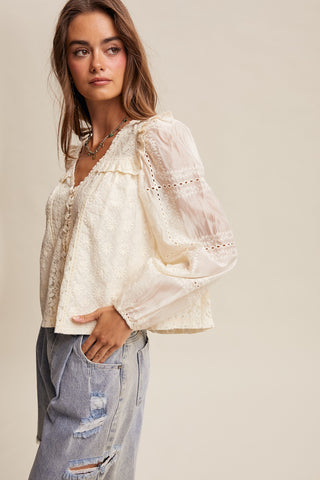 Delicate Embroidered Lace Blouse