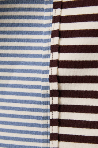 Striped Scoop Neck Contrast Sleeve Sweatshirt