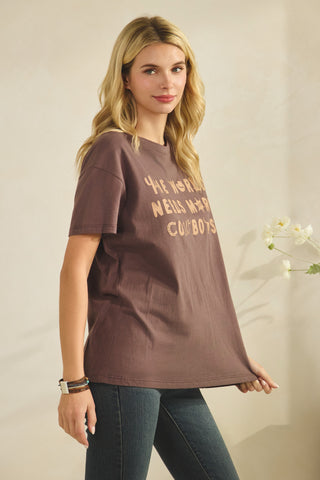 The World Needs More Cowboys Brown Graphic Tee