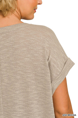 Curvy Hacci Slub Rolled Up Sleeve Tee