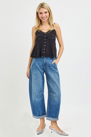 Risen Slouchy Cropped Barrel Jeans
