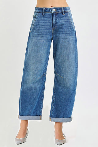Risen Slouchy Cropped Barrel Jeans