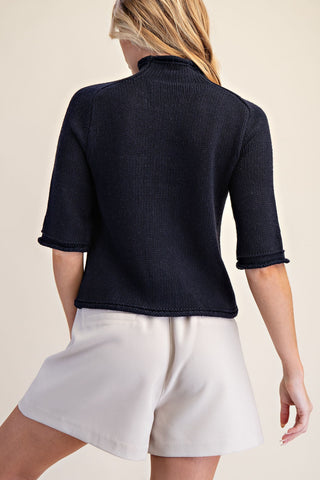 Navy Short Sleeve Cardigan