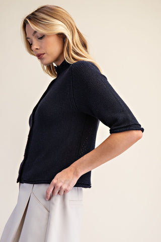 Navy Short Sleeve Cardigan