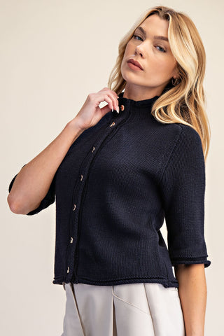 Navy Short Sleeve Cardigan