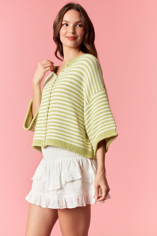 Thin Stripe Curly Edge Cardigan
