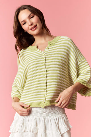 Thin Stripe Curly Edge Cardigan