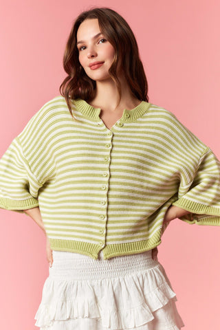 Thin Stripe Curly Edge Cardigan