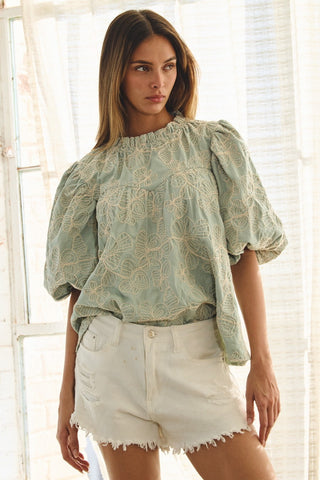 Curvy Embroidered Babydoll Blouse