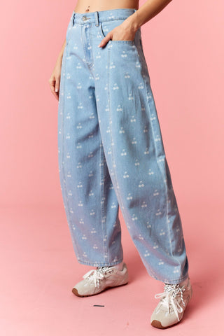 Polka  Printed Wide Barrel Pants