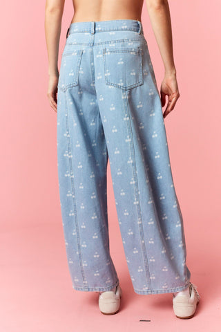 Polka  Printed Wide Barrel Pants