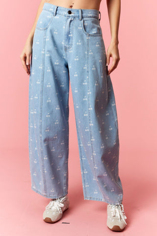 Polka  Printed Wide Barrel Pants
