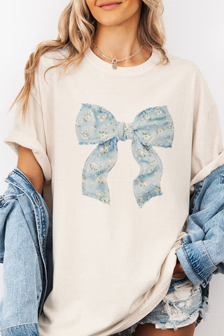Blue Floral Bow Vintage Graphic Tee | JQ Clothing Co.