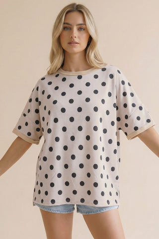 Curvy Oversized Polka Dot SS Top