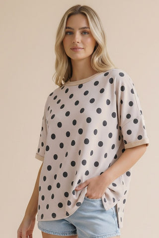 Curvy Oversized Polka Dot SS Top