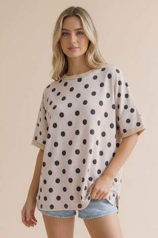 Curvy Oversized Polka Dot SS Top