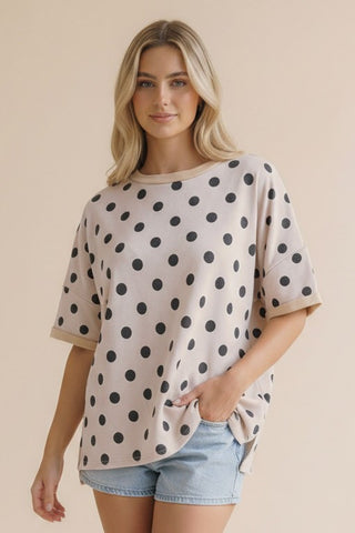 Curvy Oversized Polka Dot SS Top