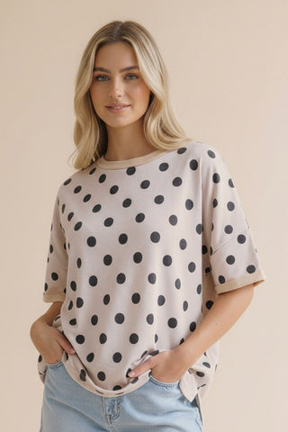 Curvy Oversized Polka Dot SS Top