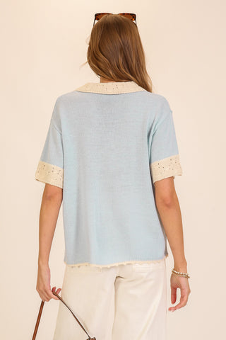 Vintage-Inspired Contrast Trim Knit Top
