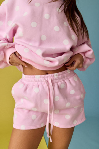 Polka Dot Fleece Shorts and Sweatshirt Set