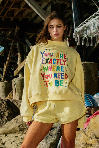 'Life is Good' Reversible Crop Sweatshirt