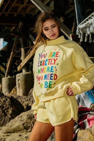 'Life is Good' Reversible Crop Sweatshirt