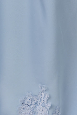 Lace Applique Satin Bias Midi Skirt